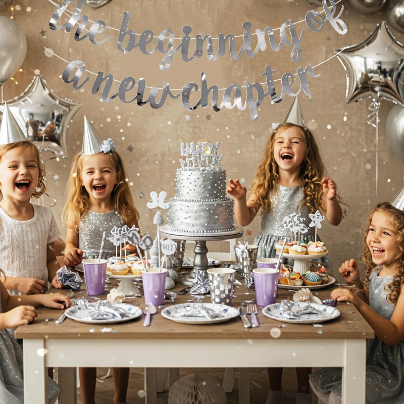 BEISHIDA Double-Sided Silver The Beginning of A New Chapter Banner,Farewell Book Themed Housewarming Party Congratulations Decorations,Going away party Retirement Garland,Graduation Sign 2025 Banner - Image 5
